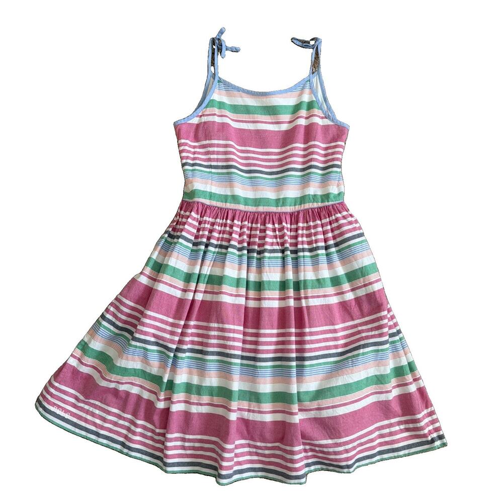 Polo Ralph Lauren Striped Oxford Dress Girls Size 12 Lined 100% Cotton Pockets